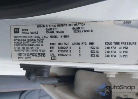 2007 Hummer H3 Suv z USA, uszkodzony, nr VIN 5GTDN13E978225795